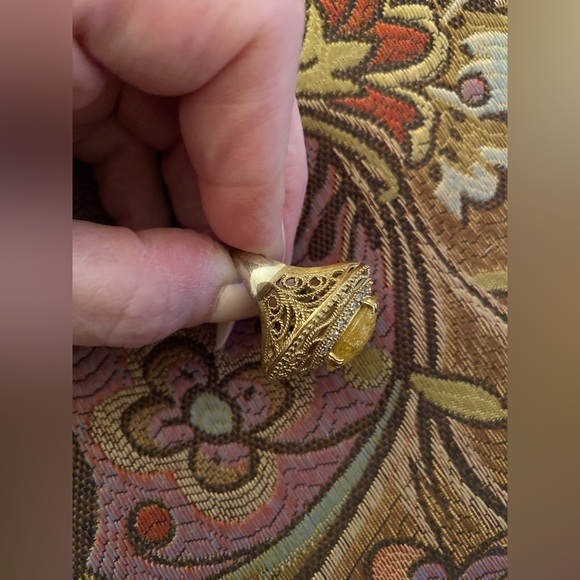 Ctirine filigree sterling silver  ring w/ cubic zirconia stones 💛 - Picture 6 of 8